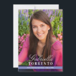 Elegant Periwinkle Custom Photo Graduation Party Invitation<br><div class="desc">Announce your high school or college graduate in style with this "Sleek Stripe" graduation announcement and party invitation.  Two-sided card features two photos of the graduate and a simple overlay design that highlights their name and photo.  Periwinkle purple / blue and white colours.</div>