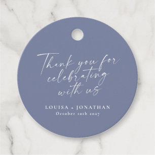 Elegant Periwinkle Trendy Script Custom Thank You Favour Tags