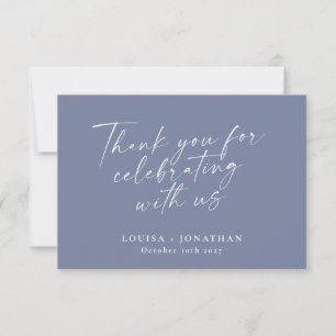 Elegant Periwinkle Trendy Script Custom Wedding Thank You Card