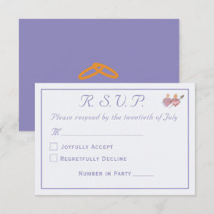 Elegant Periwinkle Two Hearts Catholic Wedding RSVP Card