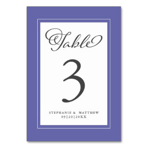 Elegant Periwinkle Wedding Reception Chic Trendy Table Number
