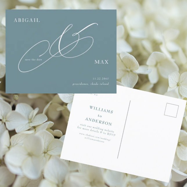 Elegant Periwinkle Wedding Save the Date Postcard (Creator Uploaded)