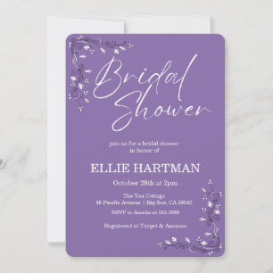 Elegant Periwinkle Wildflower Bridal Shower Invitation