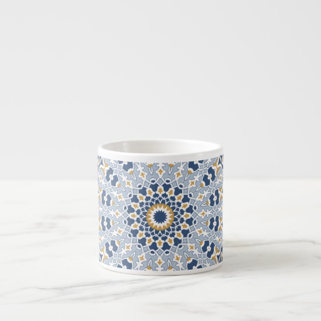 Elegant Persian Blue Arabesque Oriental Decoration Espresso Cup (Front)