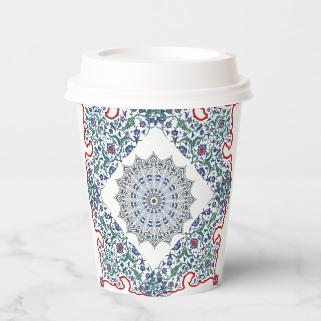 Elegant Persian Blue Arabesque Oriental Decoration Paper Cups (Front)