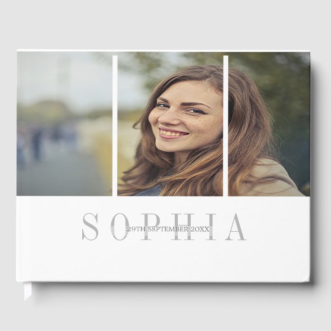 Elegant Personal Photo Bat Mitzvah Guest Book (Front)