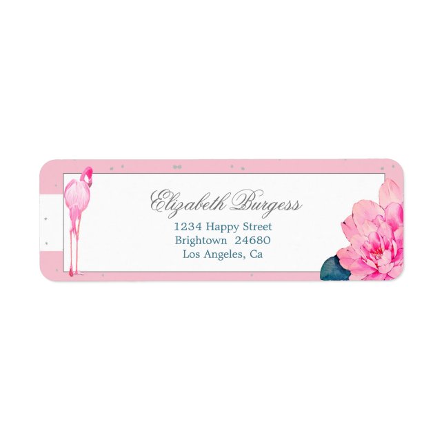 Elegant Personal Pink Stripe Flamingo Rose Silver (Front)