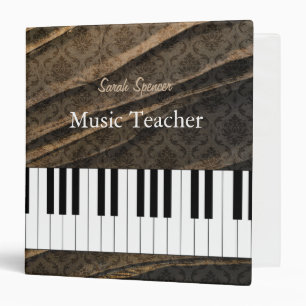 Elegant Personalizable Music Teacher Damask Binder