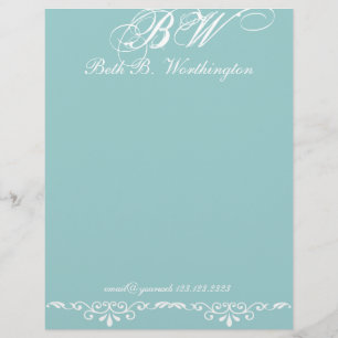 Elegant Personalization Custom Preppy Monogram Letterhead