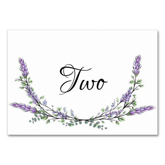 Elegant personalize lavender eucalyptus   table number (Front)