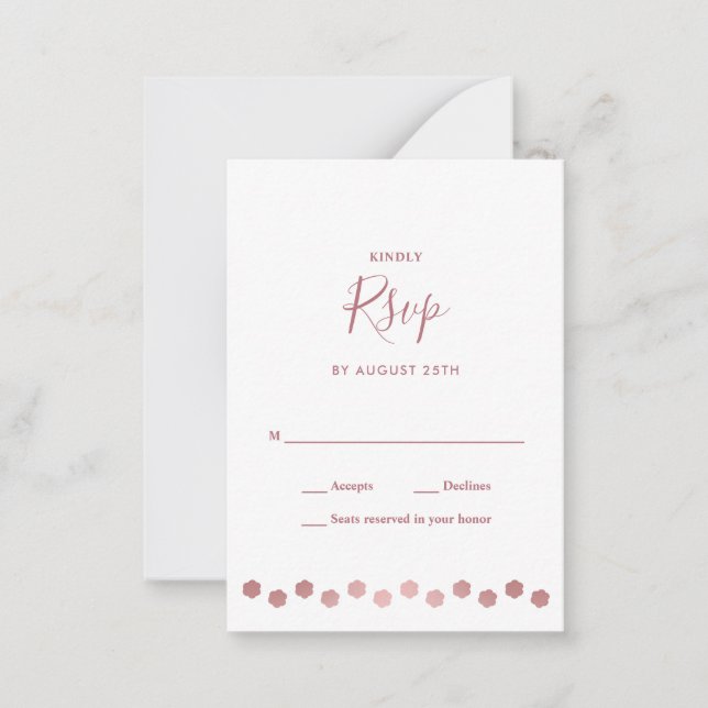 Elegant Personalize Rose Gold Dog Pet Wedding RSVP Card (Front)