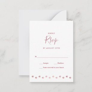 Elegant Personalize Rose Gold Dog Pet Wedding RSVP Card