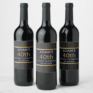 Elegant Personalized 40th Birthday Gold Wine Label