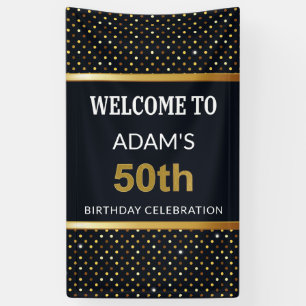 Elegant Personalized 50th Birthday Gold Banner