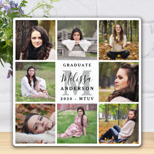 Elegant Personalized 8 Photo Collage Graduation Plaque