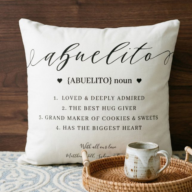 Elegant Personalized Abuelito Definition Keepsake Throw Pillow (Elegant Personalized Abuelito Definition Keepsake Throw Pillow)