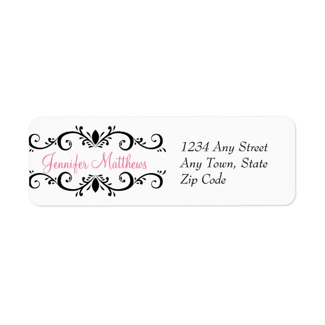 Elegant Personalized Address Labels Swirls (Front)