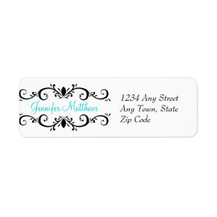 Elegant Personalized Address Labels Swirls Aqua