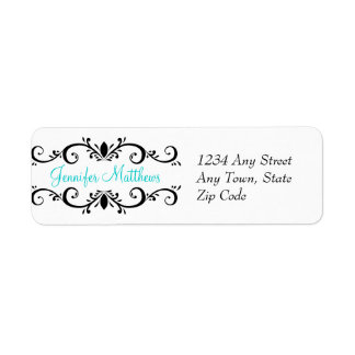 Elegant Personalized Address Labels Swirls Aqua
