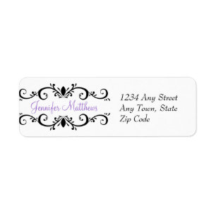 Elegant Personalized Address Labels Swirls Purple