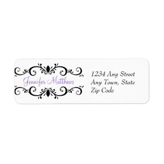 Elegant Personalized Address Labels Swirls Purple