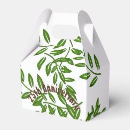 Elegant Personalized Anniversary Green Foliage Favor Box