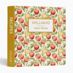 Elegant Personalized Apples Pattern Recipe Book Binder