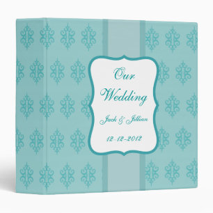 Elegant Personalized Aqua Wedding Scrapbook Binder