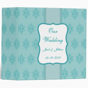 Elegant Personalized Aqua Wedding Scrapbook Binder