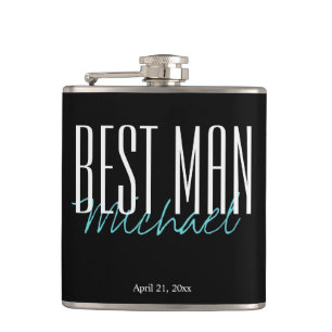 Elegant Personalized Best Man Black Flask