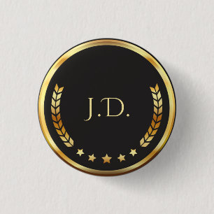 Elegant Personalized Black and Gold 1 Inch Round Button