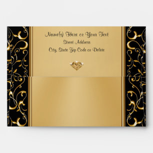 Elegant Personalized, Black and Gold Envelopes