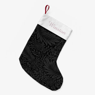 Elegant Personalized Black Floral Blush Pink Small Christmas Stocking