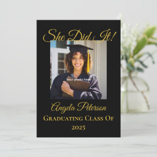 Elegant Personalized Black & Gold Graduation Party Invitation