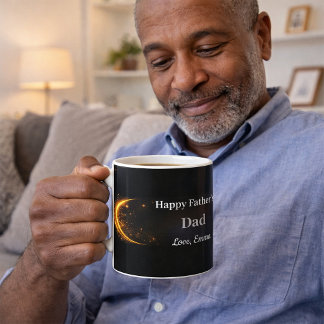 Elegant Personalized Black Gold Happy Father’s Day Coffee Mug