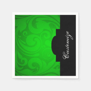 Elegant Personalized Black & Green Napkins 2