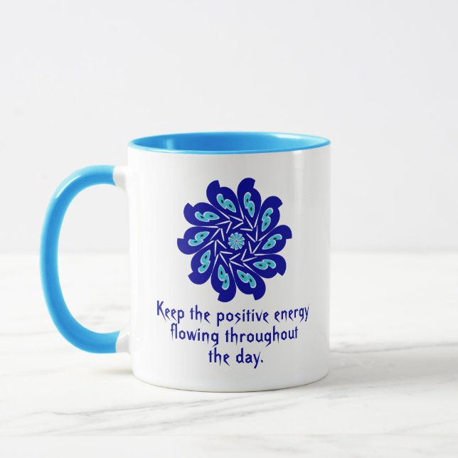 Elegant, Personalized Blue Evil Eye Sliced Flower Mug (Left)