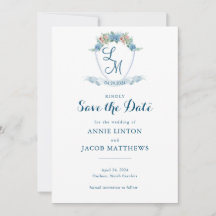 Elegant Personalized Blue Hydrangea Wedding Crest