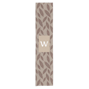 Elegant Personalized Boho Block Print Leaves Short Table Runner