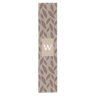 Elegant Personalized Boho Block Print Leaves Short Table Runner