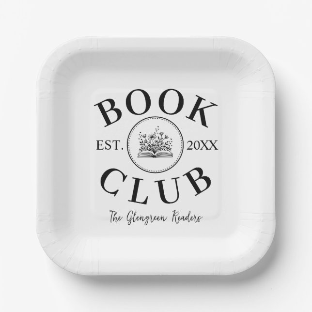 Elegant Personalized Book Club Members Event   Paper Plate (Front)