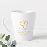 Elegant Personalized Bridesmaid  Latte Mug<br><div class="desc">Elegant Personalized Bridesmaid Gifts featuring personalized monogram in elegant script font style with bridesmaid's name and title in classic serif font style. Also perfect for Maid of Honour, Flower Girl, Mother of the Bride and more. Please Note: The foil details are simulated in the artwork. No actual foil will be...</div>