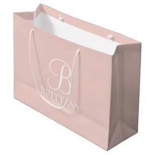 Elegant Personalized Bridesmaid Monogram and Name Large Gift Bag