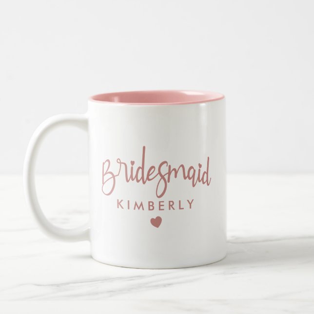 Elegant Personalized Bridesmaid Wedding Coffee Mug (Left)