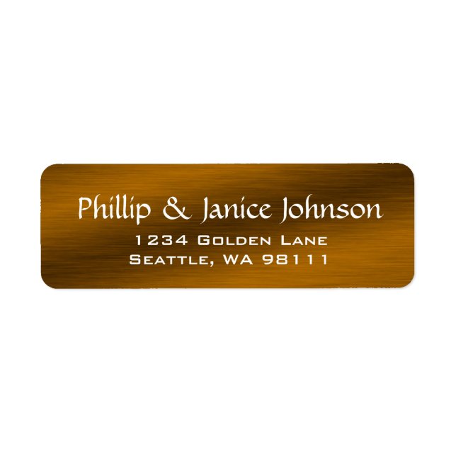 Elegant Personalized Brushed Bronze Return Labels (Front)
