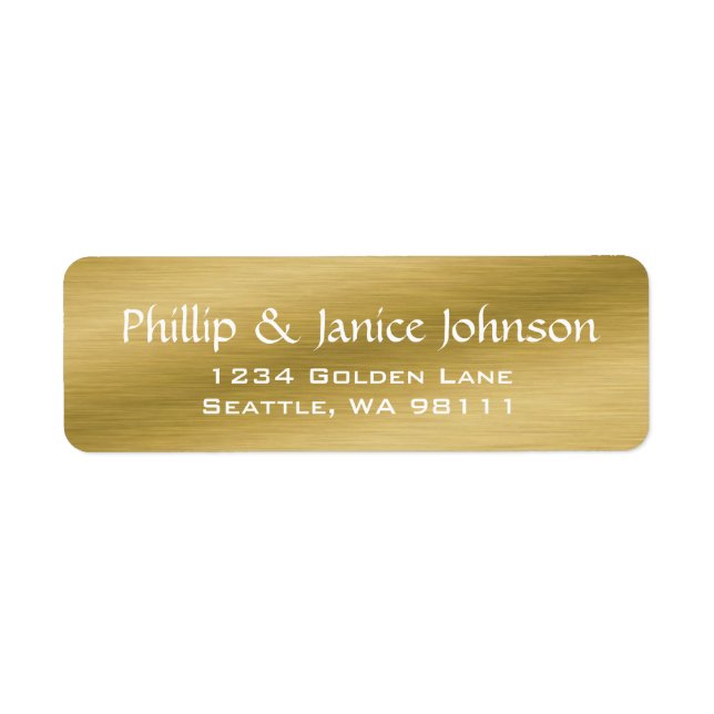 Elegant Personalized Brushed Gold Return Labels (Front)