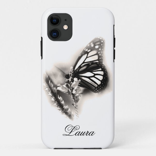 Elegant Personalized Butterfly Black and White Case-Mate iPhone Case (Back)