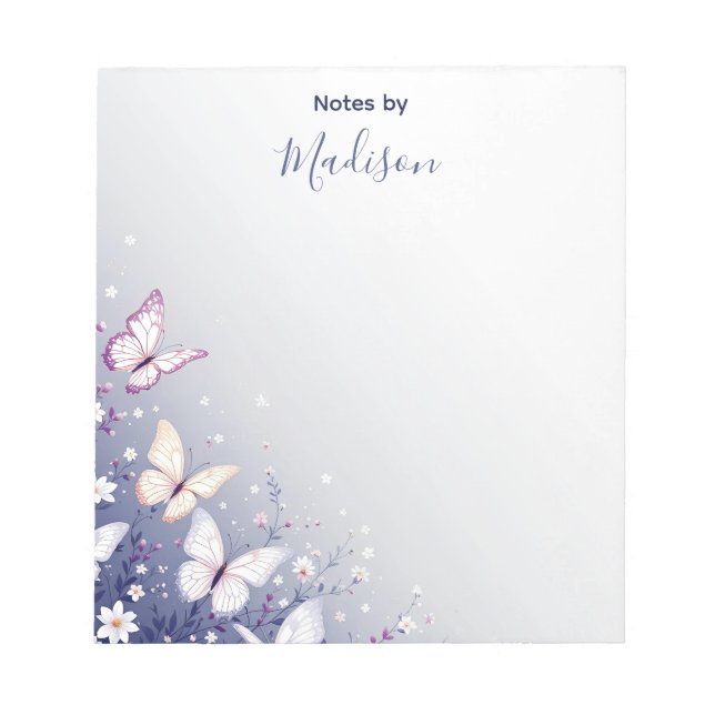 Elegant Personalized Butterfly Garden  Notepad (Front)