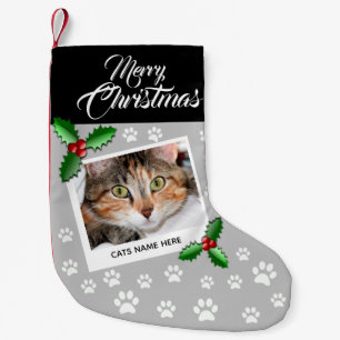 Elegant Personalized Cat Small Christmas Stocking