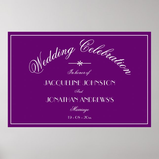 Elegant Personalized Chic Purple Wedding Sign (Front)
